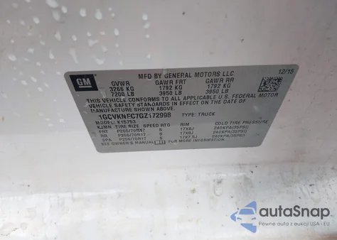 2016 Chevrolet Silverado 1500 Ls из США, поврежденный, VIN 1GCVKNEC7GZ172998